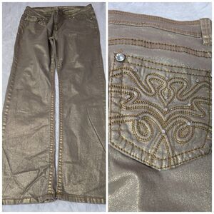 Reba Gold Shimmer Rhinestone Bootcut Stretch Pants Size 14 34x30